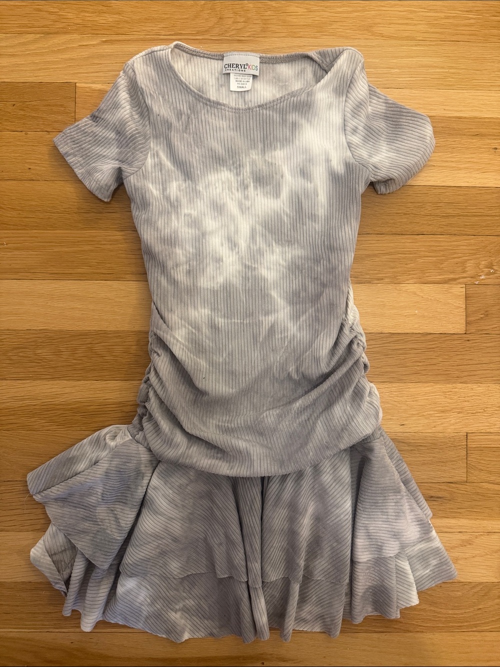 Cheryl Creations Gray Tie-Dye Ribbed Skater Dress
